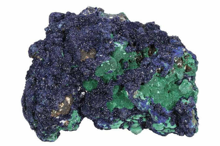 Sparkling Azurite Crystals on Fibrous Malachite - China #231833